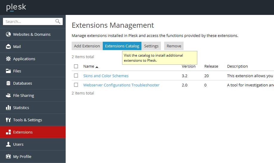 Plesk Extension einrichten