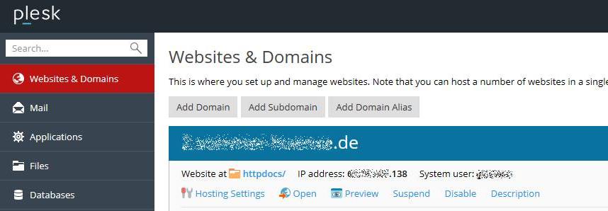 4.1 Unter Websites &amp; Domains die Hosting Settings aufrufen