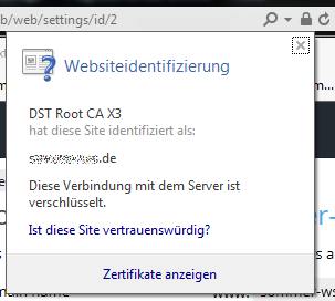 5.1 Die Anzeige im IE zeigt eine verschlüsselte Verbindung zur Domain